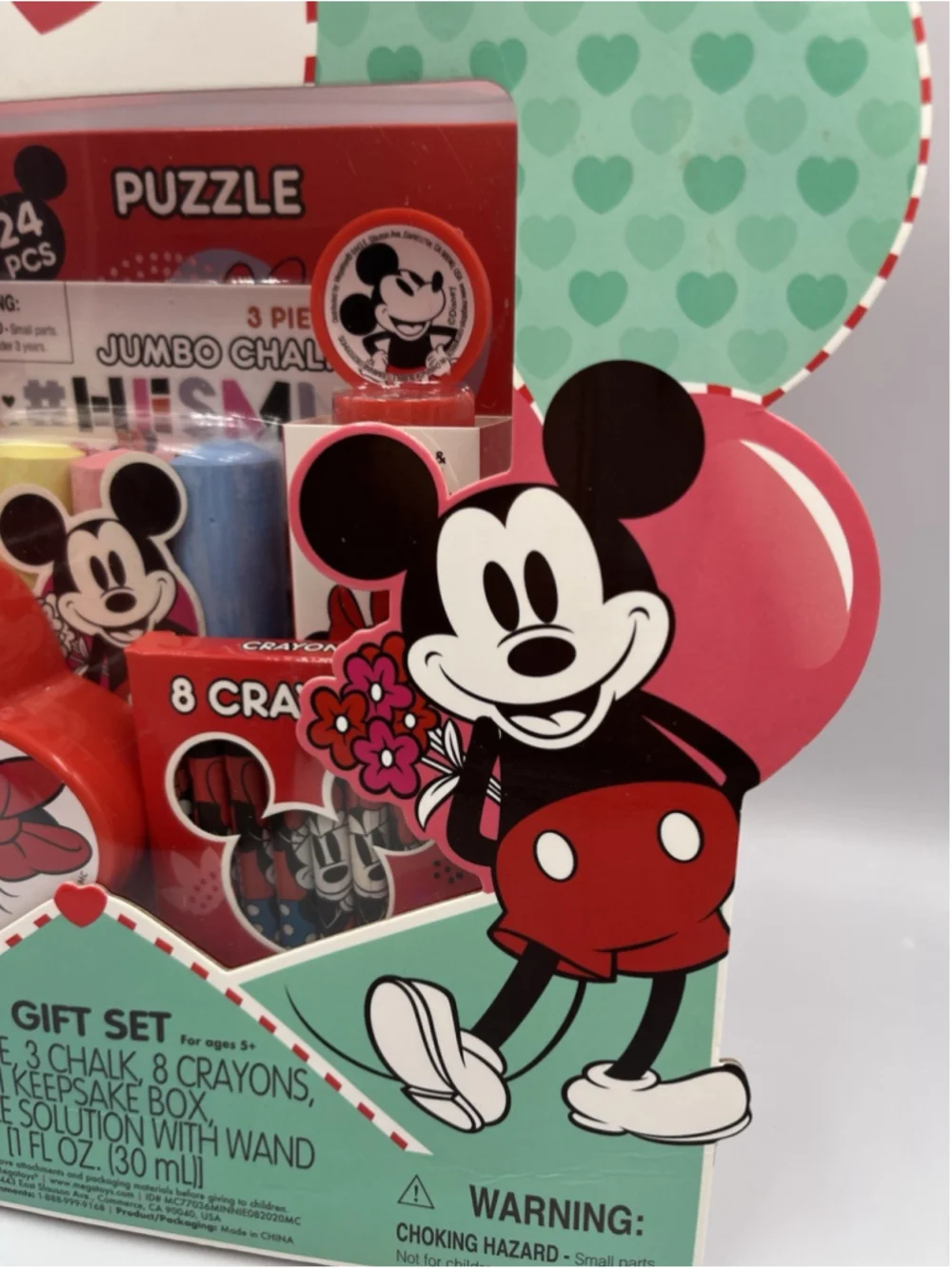 Disney Minnie & Mickey Valentine's Day Box Gift Set Puzzle Crayons New in BOX